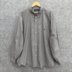 Ralph Lauren Men's Button Down Preppy Shirt Old Money 100% Cotton, Gray 3XB BIG